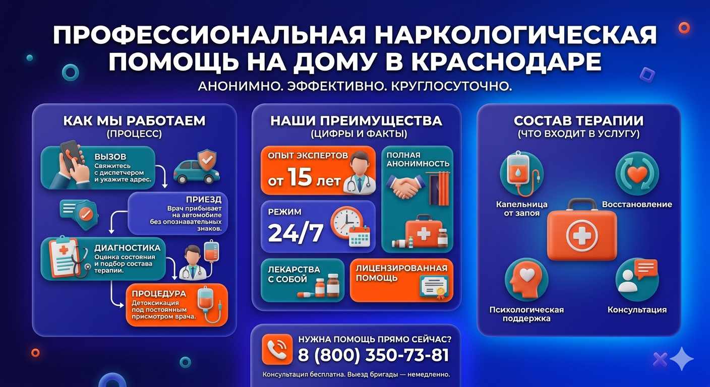 Инфографика о принципах лечения алкоголизма на дому в Волоконовке: этапы вызова нарколога, преимущества анонимной детоксикации и состав медицинской помощи.